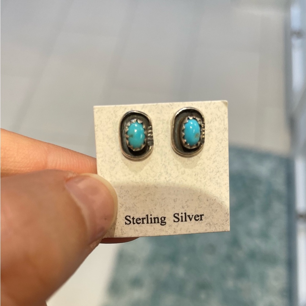 Silver Necklace and Earring Set with Turquoise Accents - Picture 3 of 4